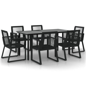 Set mobilier de grădină, 7 piese, negru, ratan PVC - Img 2