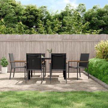 Set mobilier de grădină, 7 piese, negru, textilenă și oțel - Img 1