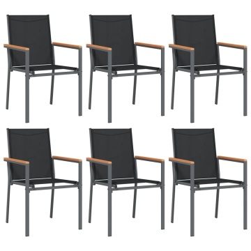 Set mobilier de grădină, 7 piese, negru, textilenă și oțel - Img 4