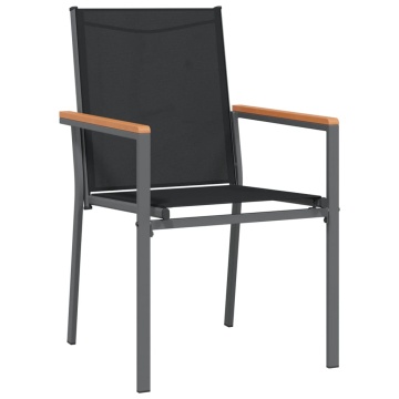 Set mobilier de grădină, 7 piese, negru, textilenă și oțel - Img 8