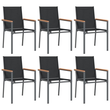 Set mobilier de grădină, 7 piese, negru, textilenă și oțel - Img 4