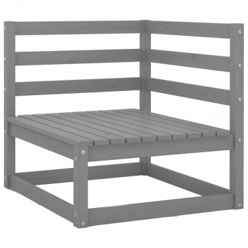 Set mobilier de grădină, 8 piese, gri, lemn masiv de pin - Img 3