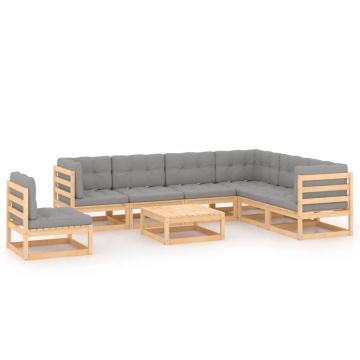 Set mobilier de grădină, 8 piese, lemn masiv de pin - Img 1