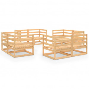 Set mobilier de grădină, 8 piese, lemn masiv de pin - Img 1