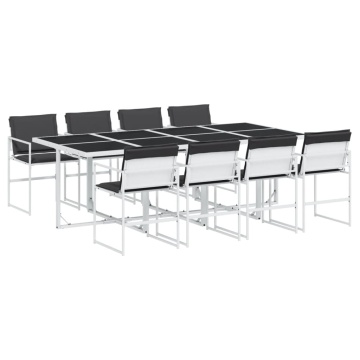 Set mobilier de grădină, 9 piese, cu perne, alb, textilenă - Img 2