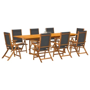 Set mobilier de grădină, 9 piese, lemn masiv acacia/textilenă - Img 1