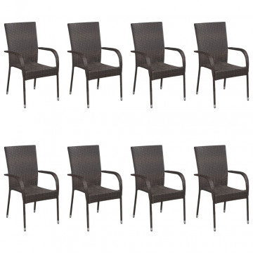 Set mobilier de grădină, 9 piese, maro - Img 8