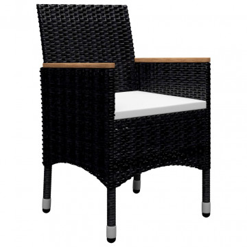 Set mobilier de grădină, 9 piese, negru, poliratan/lemn acacia - Img 5
