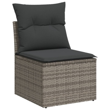 Set mobilier de grădină cu perne, 10 piese, gri, poliratan - Img 3