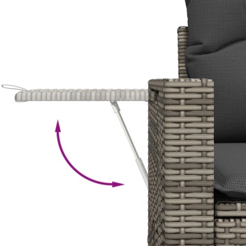 Set mobilier de grădină cu perne, 10 piese, gri, poliratan - Img 8