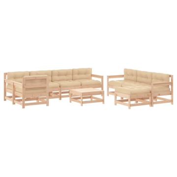 Set mobilier de grădină cu perne, 10 piese, lemn masiv - Img 2