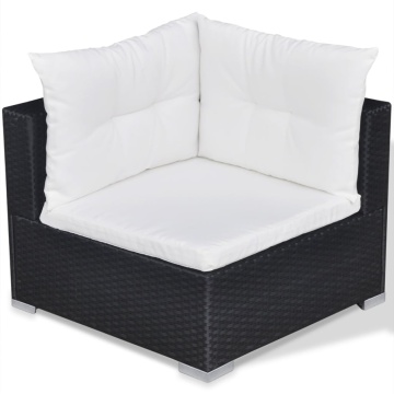 Set mobilier de grădină cu perne, 10 piese, negru, poliratan - Img 10