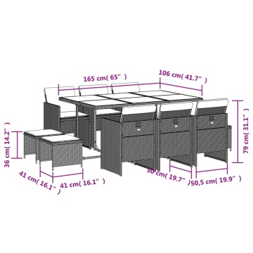 Set mobilier de grădină cu perne, 11 piese, bej, poliratan - Img 5