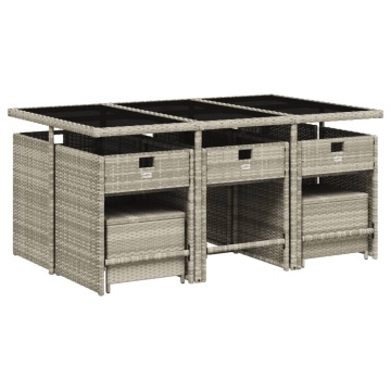 Set mobilier de grădină cu perne 11 piese gri deschis poliratan - Img 3