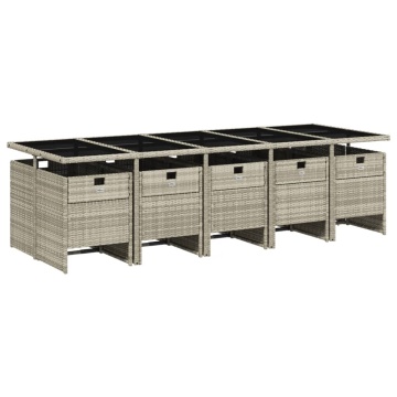 Set mobilier de grădină cu perne 11 piese gri deschis poliratan - Img 3