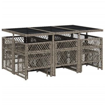 Set mobilier de grădină cu perne, 11 piese, gri, poliratan - Img 5