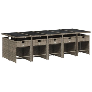 Set mobilier de grădină cu perne, 11 piese, gri, poliratan - Img 3