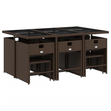 Set mobilier de grădină cu perne, 11 piese, maro, poliratan - Img 3