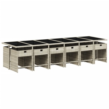 Set mobilier de grădină cu perne 13 piese gri deschis poliratan - Img 3