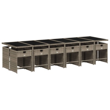 Set mobilier de grădină cu perne, 13 piese, gri, poliratan - Img 3