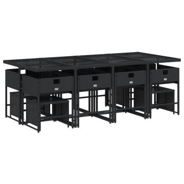 Set mobilier de grădină cu perne, 13 piese, negru, poliratan - Img 8