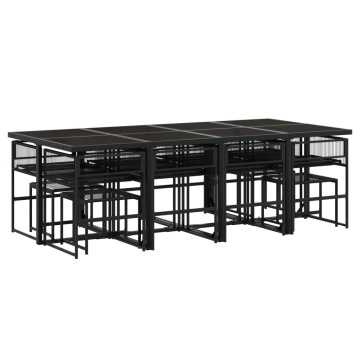 Set mobilier de grădină cu perne, 13 piese, negru, poliratan - Img 3
