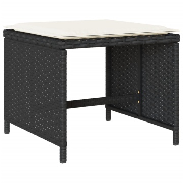 Set mobilier de grădină cu perne, 13 piese, negru, poliratan - Img 5