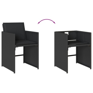 Set mobilier de grădină cu perne, 13 piese, negru, poliratan - Img 5
