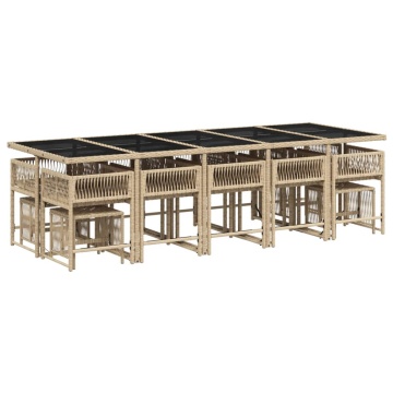 Set mobilier de grădină cu perne, 15 piese, bej, poliratan - Img 3