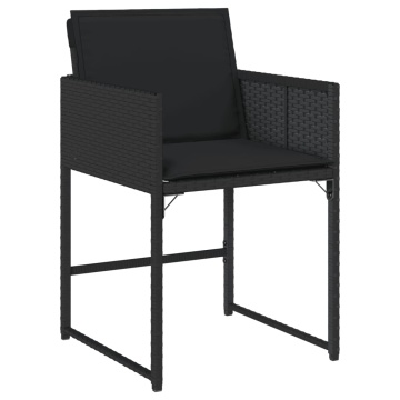 Set mobilier de grădină cu perne, 15 piese, negru, poliratan - Img 5