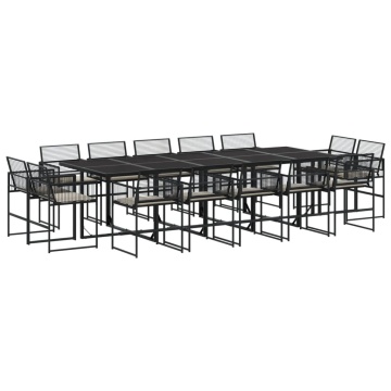 Set mobilier de grădină cu perne, 15 piese, negru, poliratan - Img 2