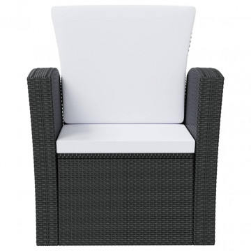 Set mobilier de grădină cu perne, 16 piese, negru, poliratan - Img 4