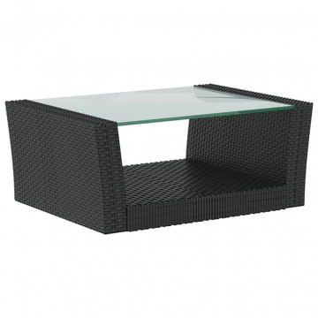 Set mobilier de grădină cu perne, 16 piese, negru, poliratan - Img 6