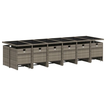 Set mobilier de grădină cu perne, 17 piese, gri, poliratan - Img 3
