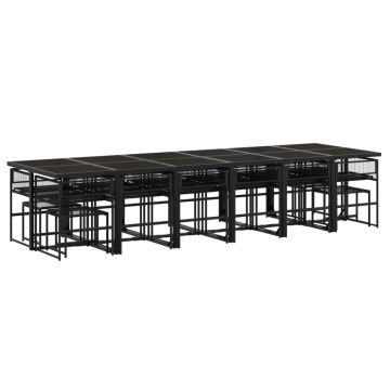 Set mobilier de grădină cu perne, 17 piese, negru, poliratan - Img 3