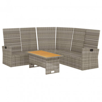 Set mobilier de grădină cu perne, 2 piese, gri, poliratan - Img 4