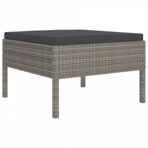Set mobilier de grădină cu perne, 2 piese, gri, poliratan - Img 4