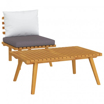 Set mobilier de grădină cu perne, 2 piese, lemn masiv de acacia - Img 2