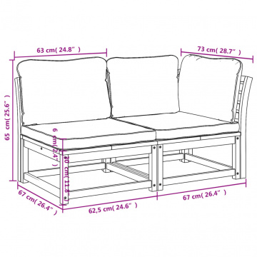 Set mobilier de grădină cu perne, 2 piese, lemn masiv de acacia - Img 7