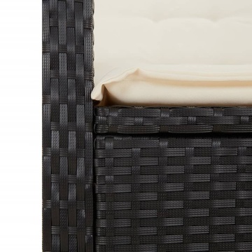 Set mobilier de grădină cu perne, 2 piese, negru, poliratan - Img 6