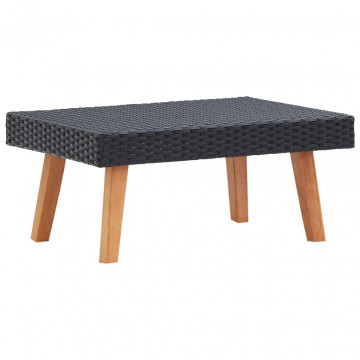 Set mobilier de grădină cu perne, 2 piese, negru, poliratan - Img 7