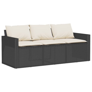 Set mobilier de grădină cu perne, 2 piese, negru, poliratan - Img 4