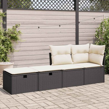 Set mobilier de grădină cu perne, 2 piese poliratan/lemn acacia - Img 3