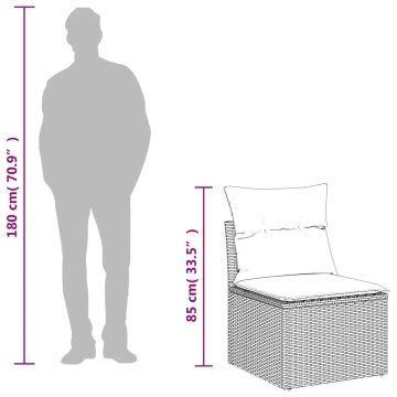 Set mobilier de grădină cu perne, 2 piese poliratan/lemn acacia - Img 7