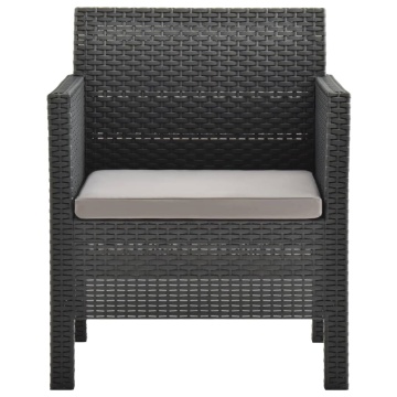 Set mobilier de grădină cu perne, 3 piese, antracit, PP ratan - Img 7