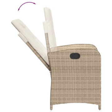 Set mobilier de grădină cu perne, 3 piese, bej, poliratan - Img 8