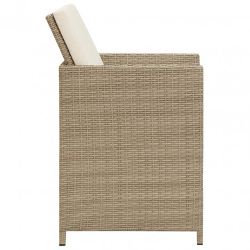 Set mobilier de grădină cu perne, 3 piese, bej - Img 7