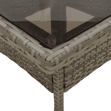 Set mobilier de grădină cu perne 3 piese gri poliratan & sticlă - Img 5