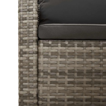 Set mobilier de grădină cu perne, 3 piese, gri, poliratan - Img 6