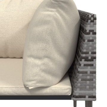 Set mobilier de grădină cu perne, 3 piese, gri, poliratan - Img 7